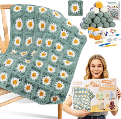 Crochet Kit for Beginners, Crochet Starter Kit for Blanket, Granny Squares Video