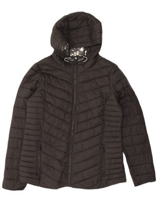 Fat Face wattierte Damenjacke mit Kapuze UK 12 Medium schwarz Nylon CV18