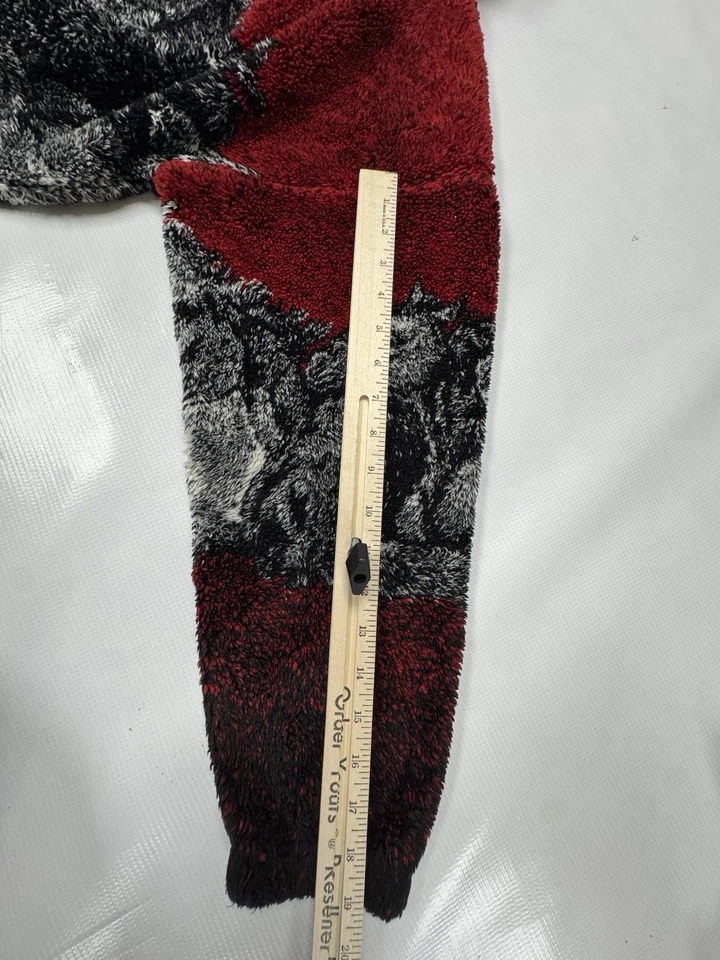 Mazmania Jacket Coat Red Wild Horses USA Women's L Sweater Fleece Full Zip - Image 3 of 4