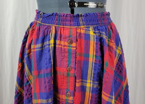 Vintage David Smith Country Sport Plaid Circle Skirt w Elastic Waist Size 6 - Picture 3 of 12