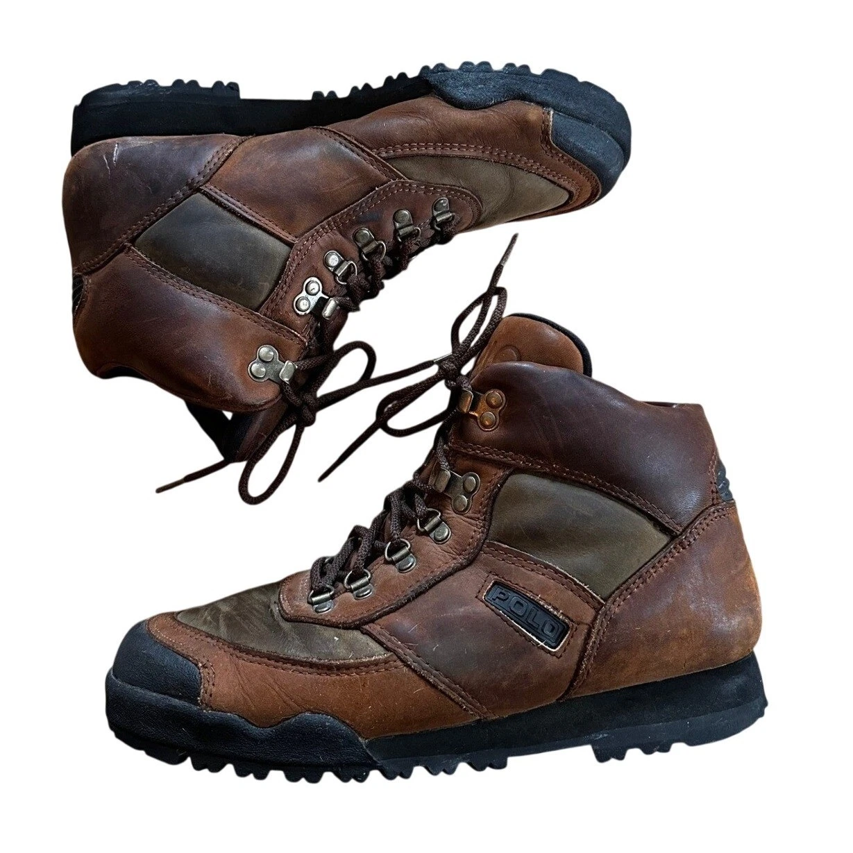 Ralph Lauren Brown Leather Lace Up Hiking Boots Men's 9.5