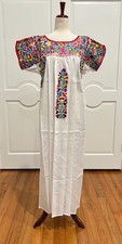 San Antonino Maxi Dress, Oaxaca Mexican dress. hand Embroidered. Silk Threads,