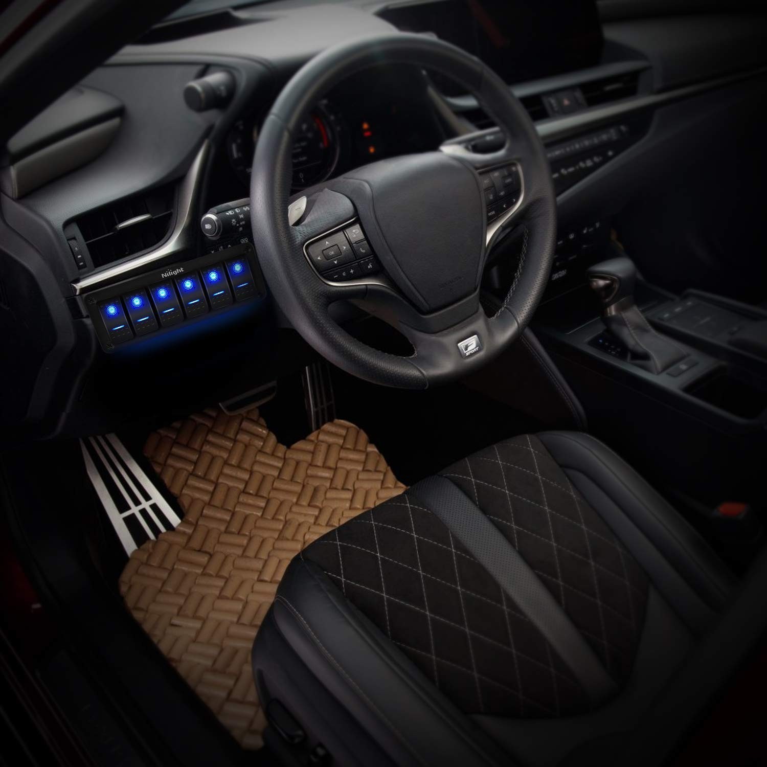 Blue Backlit 8 Gang Aluminum Switch Panel - Perfect for Customized Vehicle Use