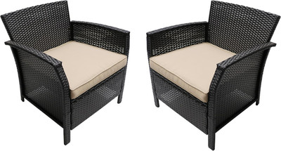 Tori Outdoor Wicker Club Chairs - Set of 2 in Brown & Tan for Stylish Patios