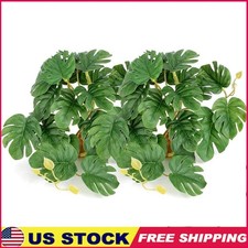 Fake Monstera Terrarium Plants Reptiles Amphibians Durable Aquarium Decor New
