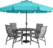 Valance Patio Umbrella for Outdoor Table Market -8 Ribs 9ft 9FT Turquoise