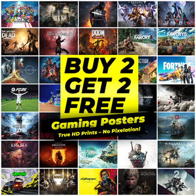 Gaming Poster | Videospiel Wandbilder | Querformat A2 A3 A4 | Raumdeko