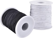 Hilo Elastico Para Pulseras 2 Rollos 1mm Resistente Para Joyeria Negro Blanco
