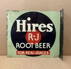 Vintage Hires Root Beer Flange Sign RJ Double Sided Soda Wall Decor