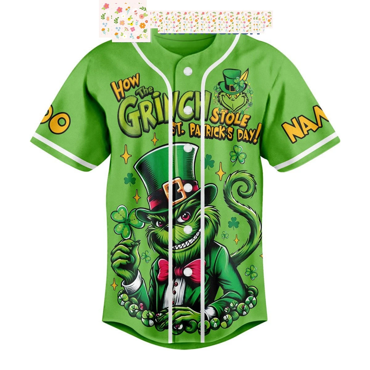 funny character St. Patrick s Day Fan Personalized Baseball Jersey