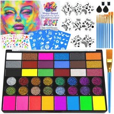 Professional Face Painting Kit   42 Color Water Activated Facepaint Makeup Ki...