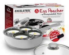 Stainless Steel Egg Poacher With Nonstick Cups And Stay Cool Handle 4 Cups