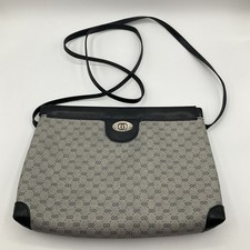 Vintage Gucci Navy Micro GG Logo Coated Canvas Crossbody Purse Bag