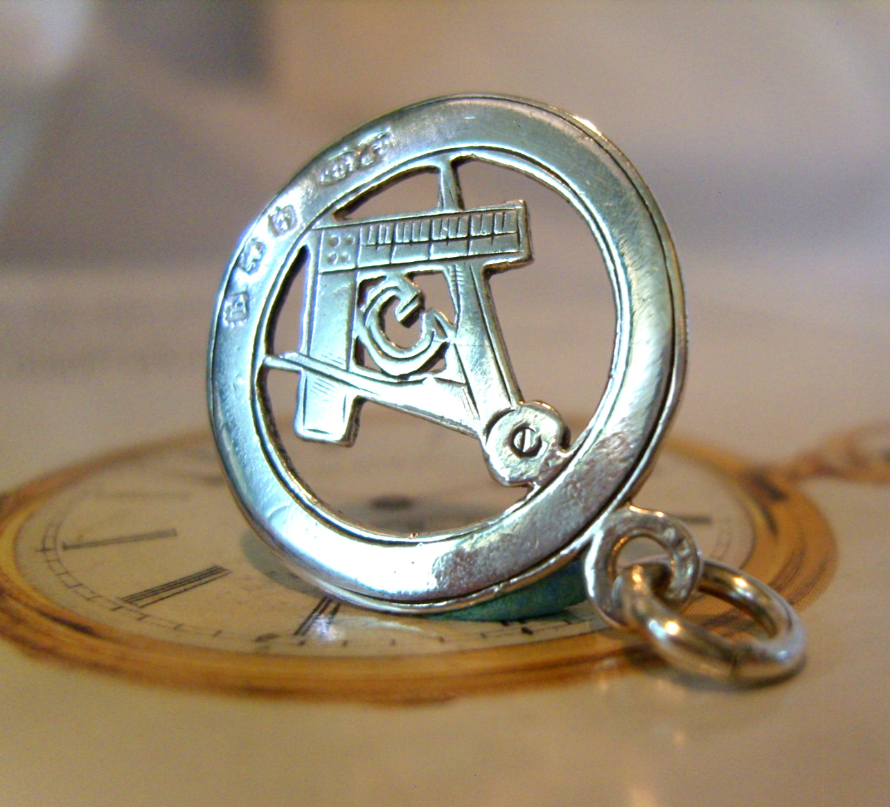 Masonic Pocket Watch Chain Fob Sterling