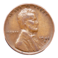  1941-s Lincoln Wheat Cent Wwii Copper Penny Coin Average Circulated Condition