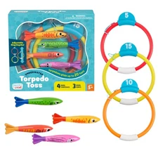 Chuckle & Roar - Underwater Torpedo Toss - Outdoor Water Play - Includes Thro...