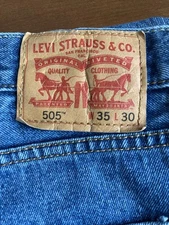 Levi’s 505 Mens 35x30 Blue Denim Jeans NWOT, 5 pocket, made in USA