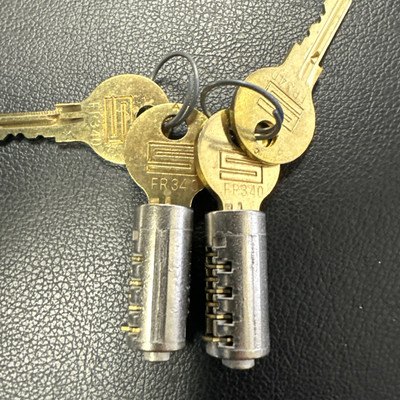 (2) Steelcase Keys Cores FR 340 Series Lock Cylinder Plugs Cubicle File