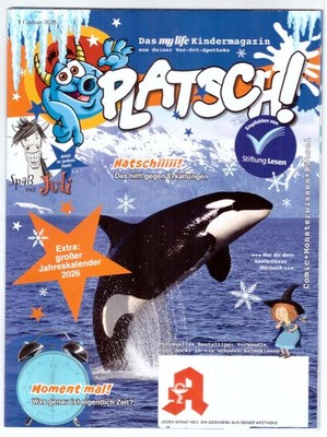 Platsch! Kinder-Zeitschrift - Ausgabe 1/2026 - incl. Orca Jahreskalender Poster