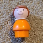 Fisher-Price Little People Girl Figure Orange Body Brown Hair Vintage Toy
