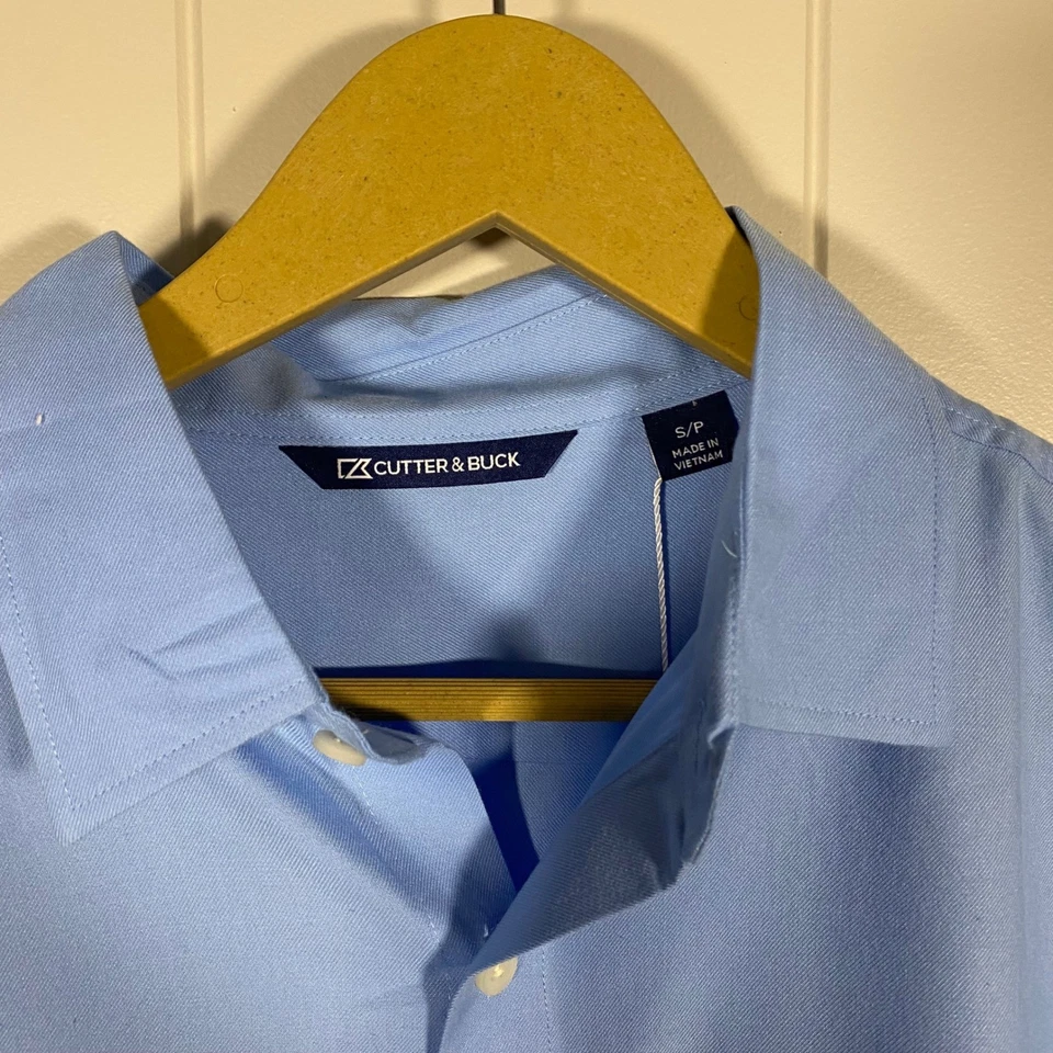 NUEVO CON ETIQUETAS Camisa Cutter & Buck Para Hombre Manga Larga Con Botones Azul Atlas Talla S MCW00216 Foto 4 de 4