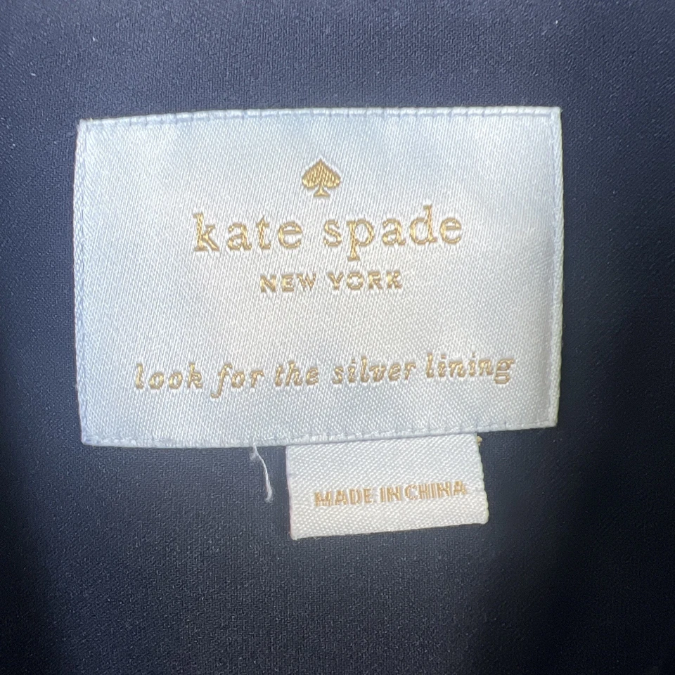 Chaqueta Blazer Kate Spade Negra Lazo Espalda Botón Carrera Satén Mezcla Seda Pequeña 4 6 Foto 4 de 4