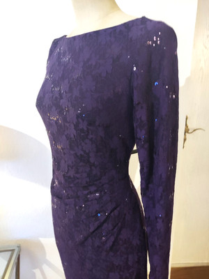 CHAPS Kleid Abendkleid Cocktailkleid Spitze Pallietten lila 34/36