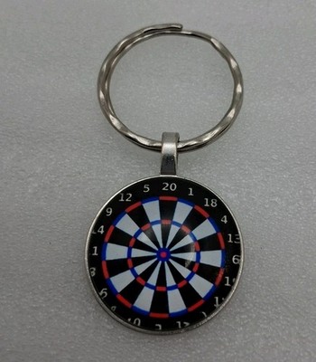 1/2 Dart Target Pattern Metal Keychain Key Ring Backpack Purse Bag Car Charm