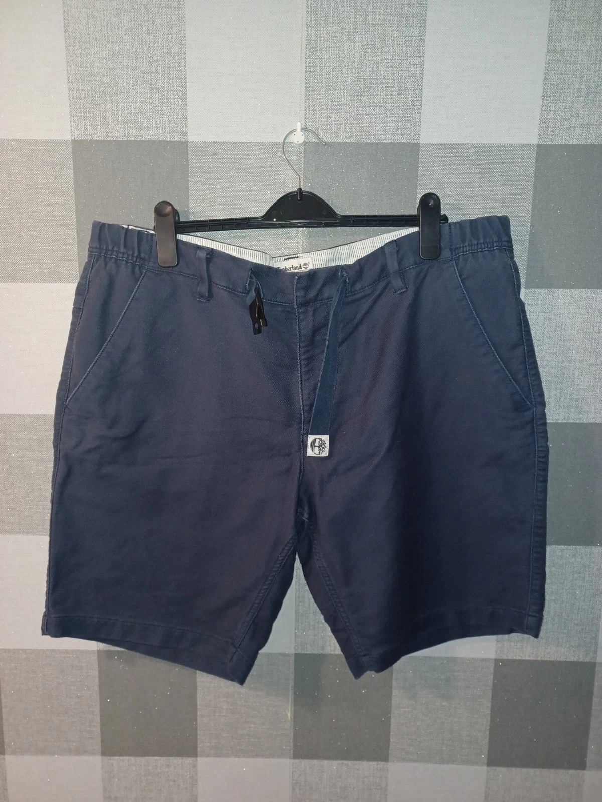 Timberland pantaloncino uomo taglia UK 38 blu misto cotone chino zip bottoni logo cintura