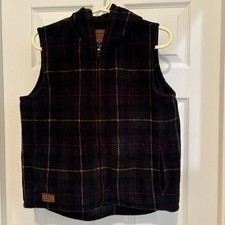 Vintage Y2K Lauren Ralph Lauren Tartan Plaid Fleece Hooded Vest Size M
