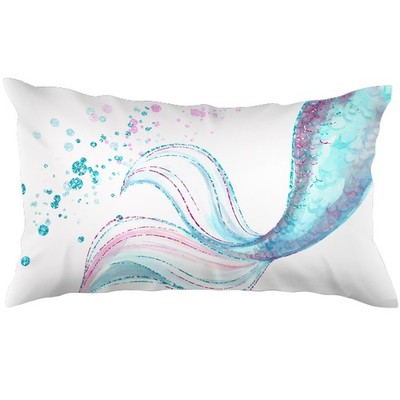 Preppy Beach Blue Mermaid 12x20 Pillow Cover, Mermaid Room Decor for Girls, Coas