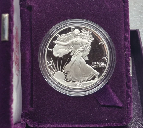 1990-S Proof American Silver Eagle 1 oz .99 with Original Box & COA OGP