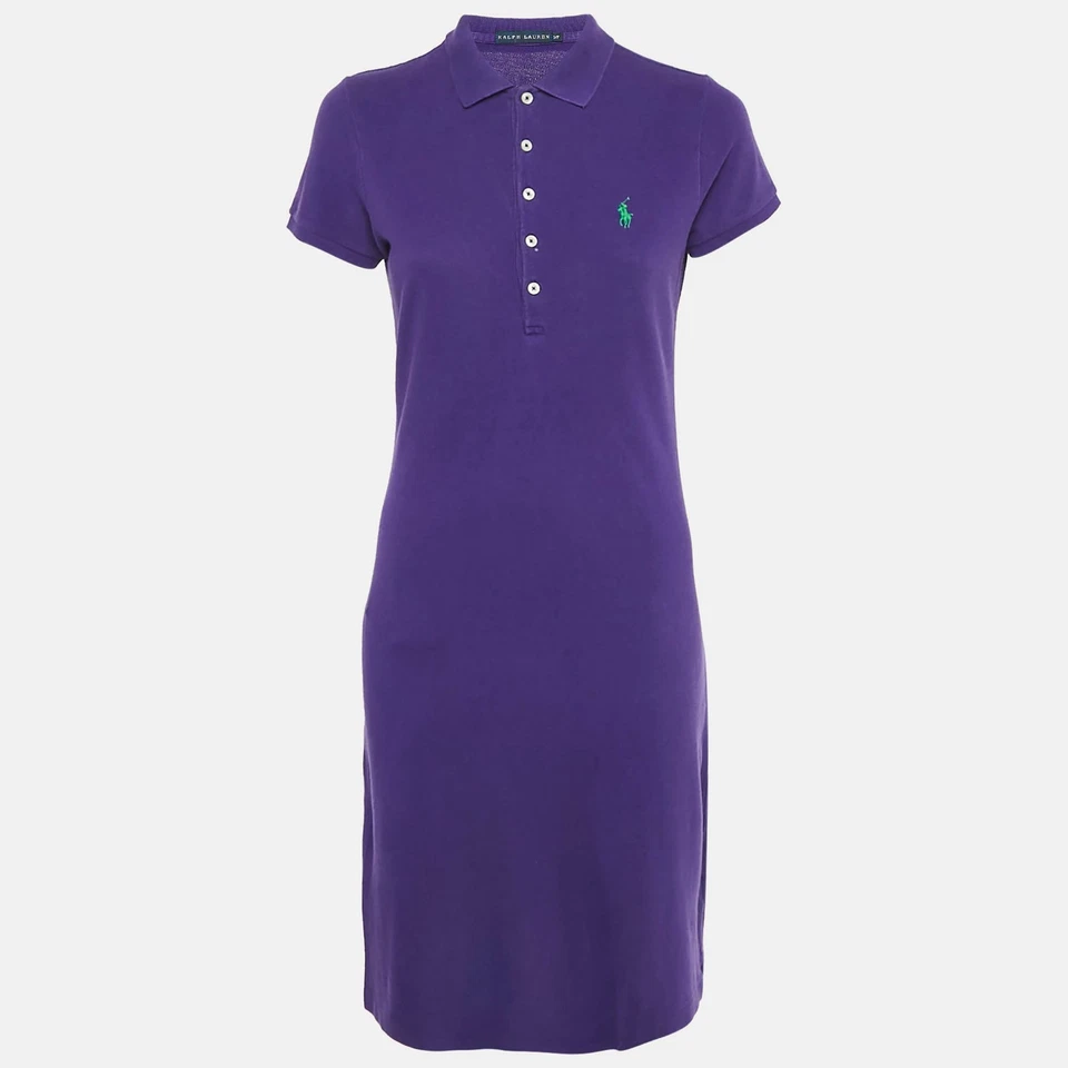Ralph Lauren фиолетовый логотип вышитый хлопок мини поло футболка платье S
