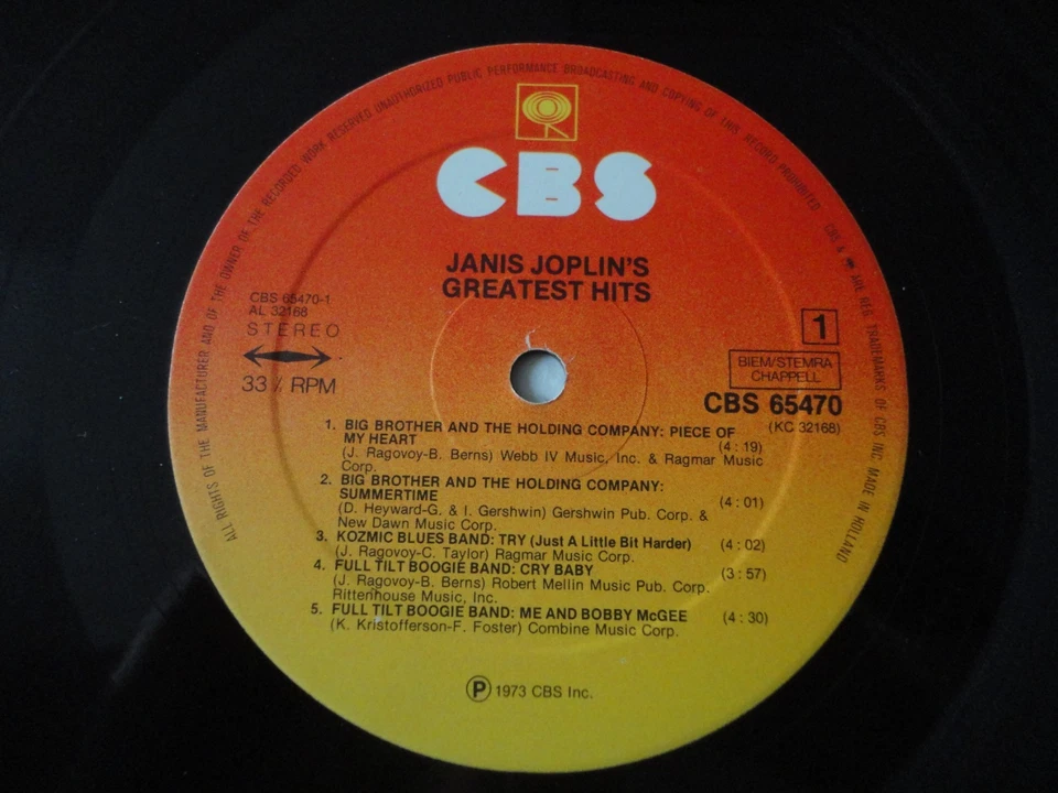Janis Joplin–Janis Joplin's Greatest Hits, CBS, Europe 1973, Compilation,Reissue - Bild 3 von 4