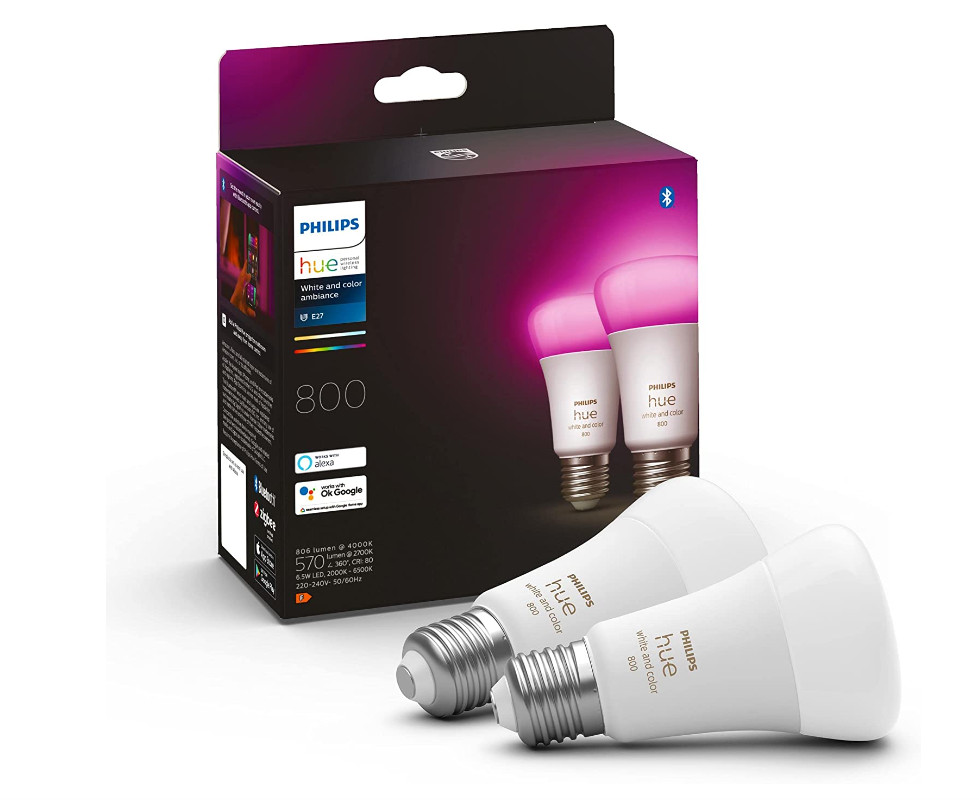 Ampoules LED Connectées E27 Philips Hue White et Color Ambiance Lot de 2