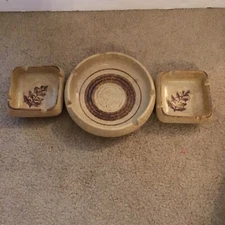 GOLDEN- BROWN POTTERY CRAFT   CERAMIC ASHTRAY  Set