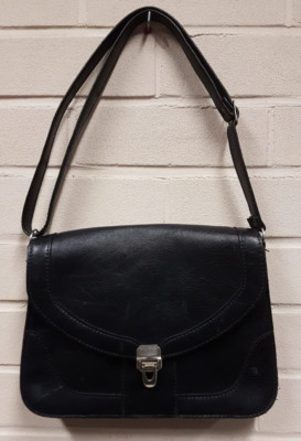 Schultertasche Damen Vintage schwarz Leder Code: B10