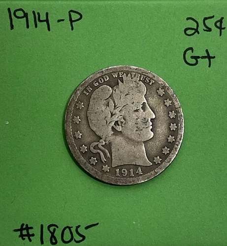 1914-P Barber / Liberty Head Quarter 25c Good 90% Silver