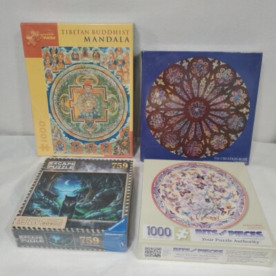 Pomegranate Rowan LeCompte Bits & Pieces 4 Puzzles Mandala Butterflies ALL NEW