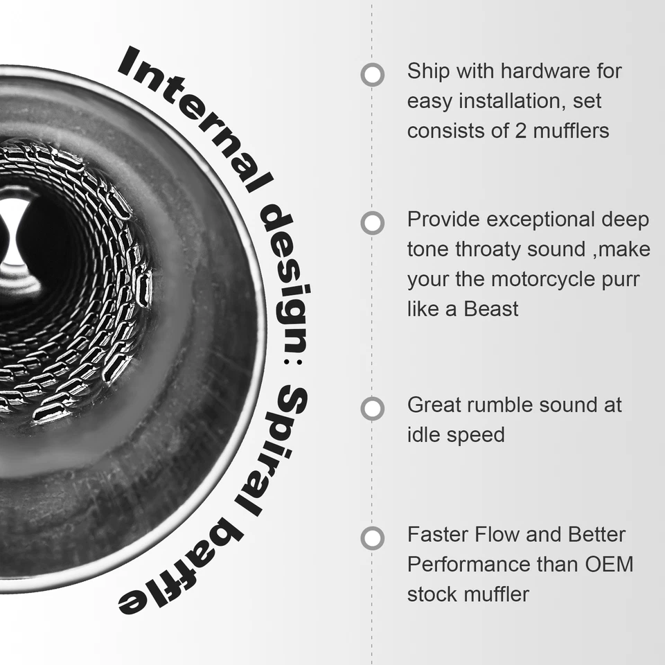 Tubo de escape silenciadores antideslizantes Road King 1995-2016 para Harley Touring Bagger 3,5" Foto 4 de 4