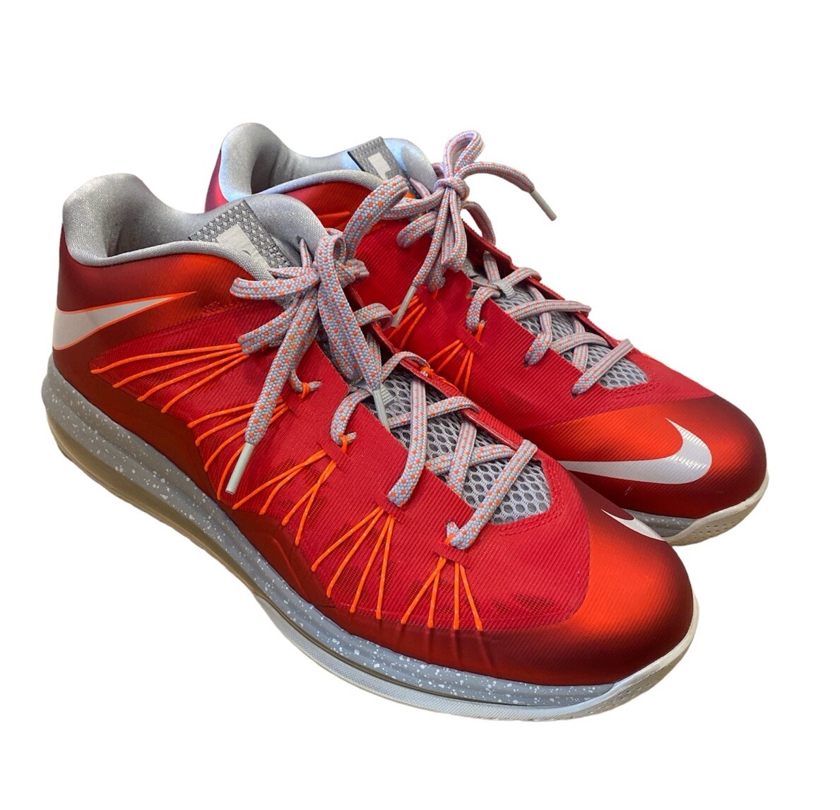 0027 su) Nike LeBron 10 X Low “Ohio State” Red/Grey 579765-600