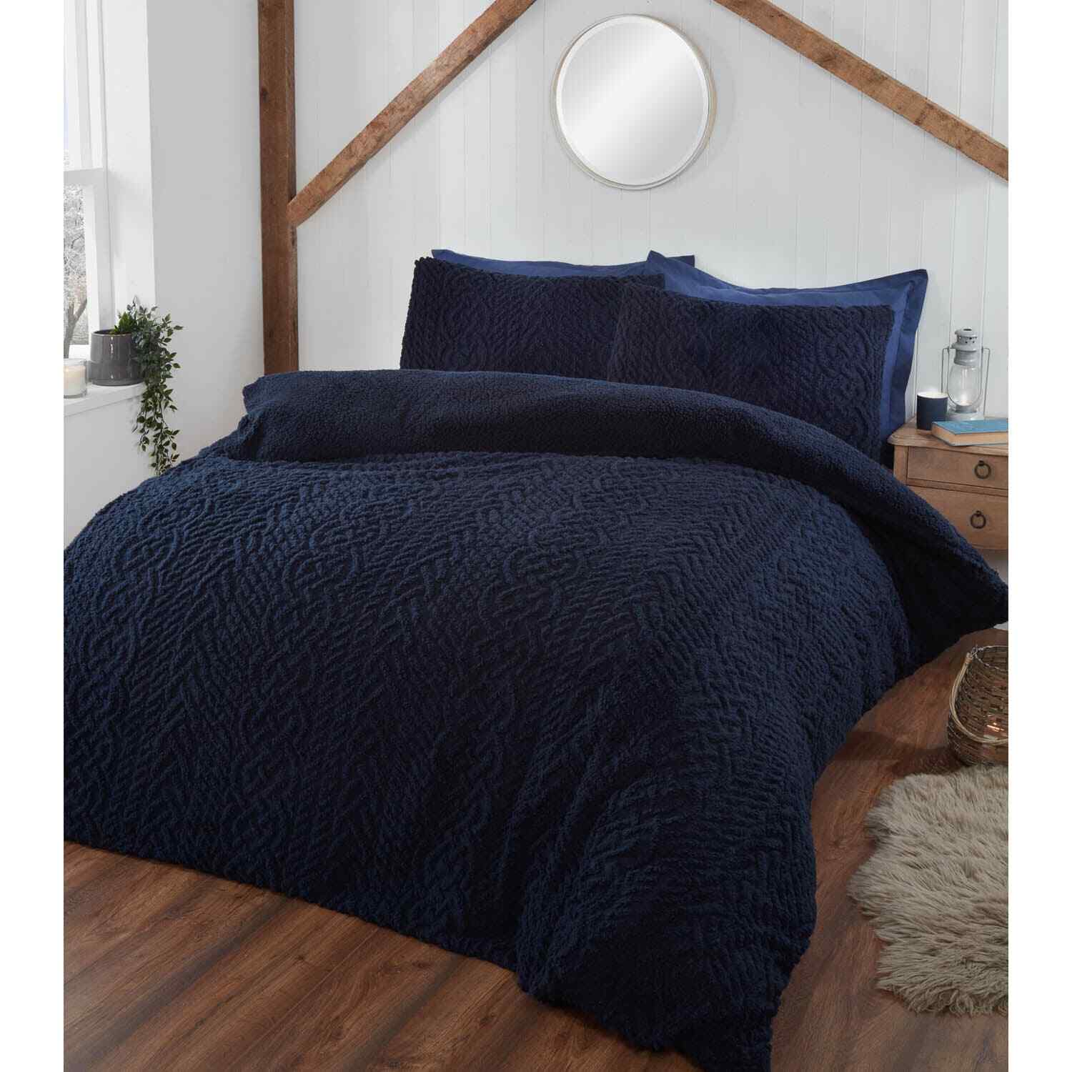 Stylish Luxuriously Cable Knit Fleece Sherpa Super Soft Double/King Duvet Set UK Cena promocyjna