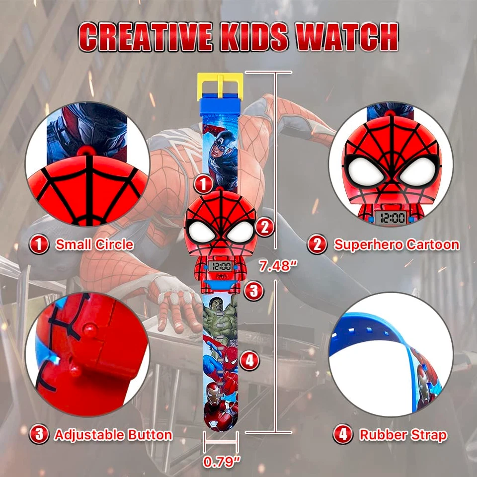 Reloj digital Like Marvel Spiderman superhéroe niños para niños niñas cómic dibujos animados Foto 3 de 4