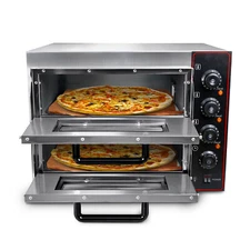 Electric Pizza Oven Countertop 16" Double Deck Commercial Pizza Maker 110V 3000W