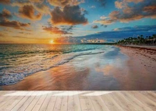 3D Seascape Sunrise Wallpaper Wall Mural Removable Self-adhesive Sticker9371