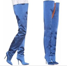 Womens Ladies Over The Knee Thigh High Stiletto Heel Boots T Stage Pointy Toe SZ