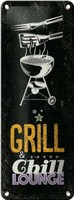 Blechschild Spruch Grill & Chill Lounge 5 Sterne Deko 10X27 Cm Schild Tin Sign