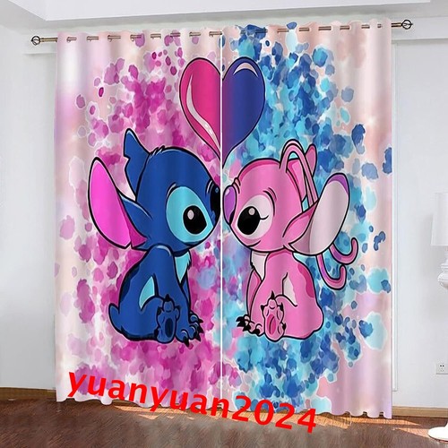 Lilo Stitch dicke Verdunkelungsvorhänge Mädchen Schlafzimmer Dekore Thermo Ring oben Ösen - Bild 12 von 32