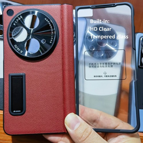 Genuine leather Hinge shockproof Cover stand case + Glass For OnePlus Open - Picture 27 of 29