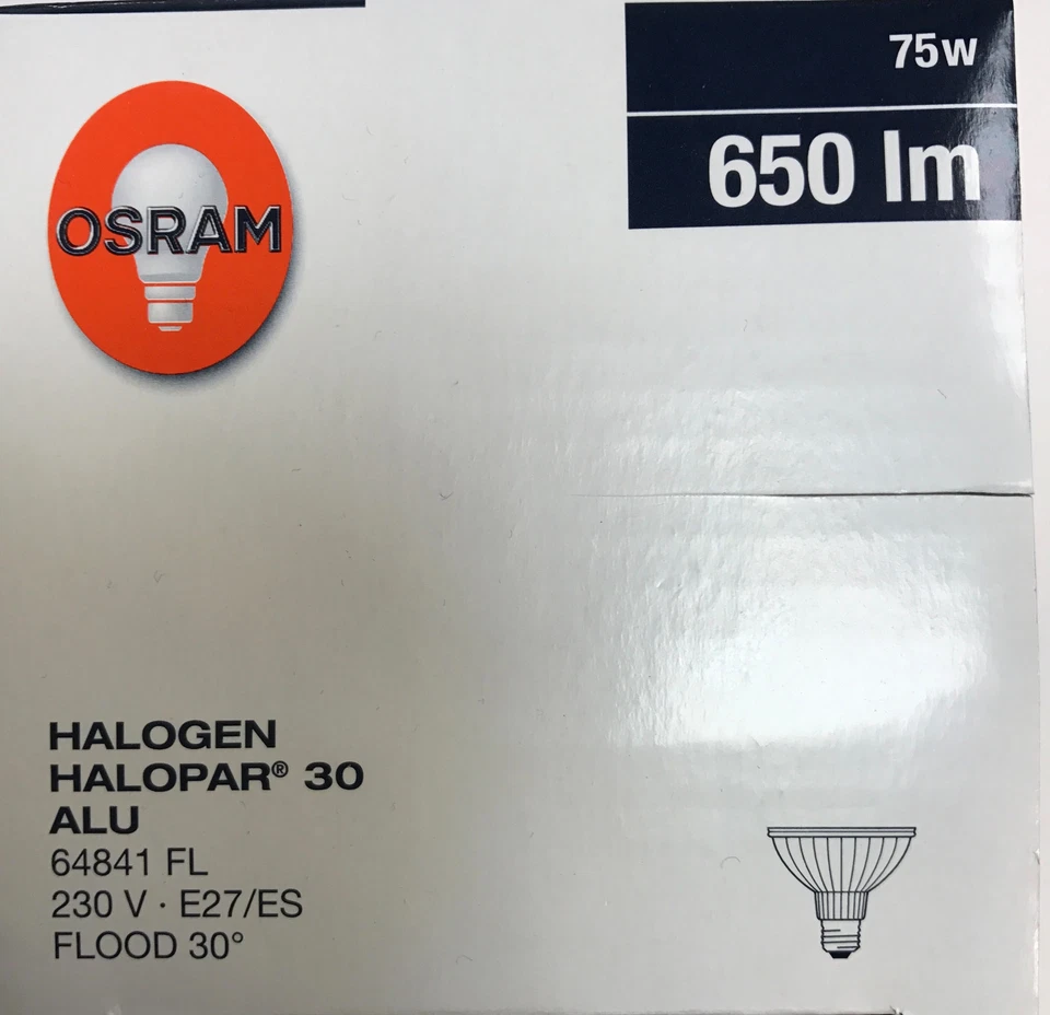 OSRAM HALOGEN HALOPAR30/20 E27 230V 75W/50W FL/SP Lampe 64841/64845/64832/64836 - Bild 2 von 3